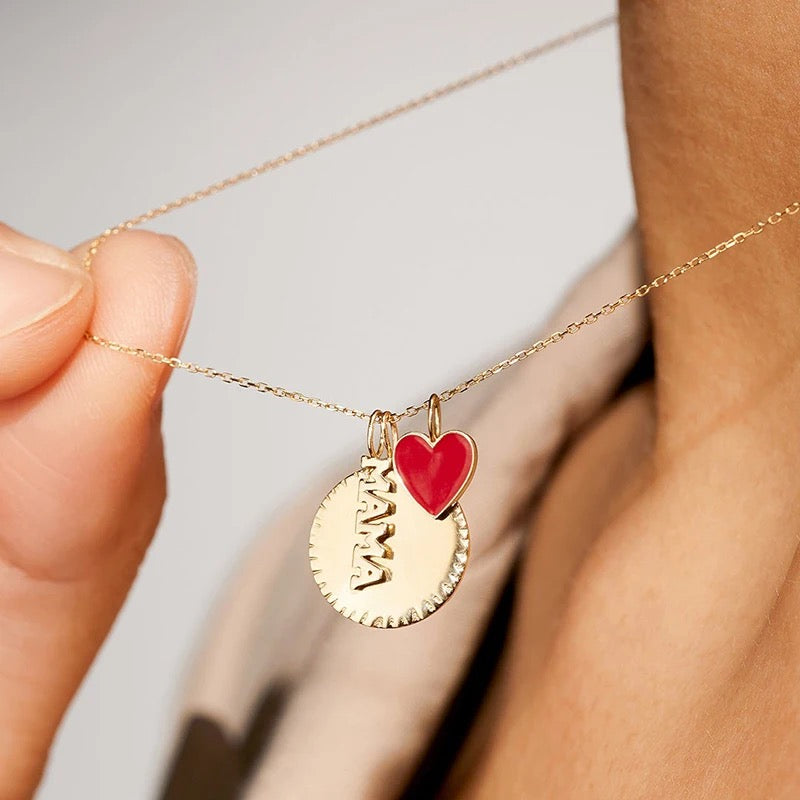 Enamel heart necklace