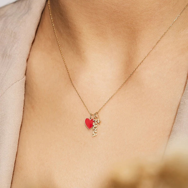 Enamel heart necklace