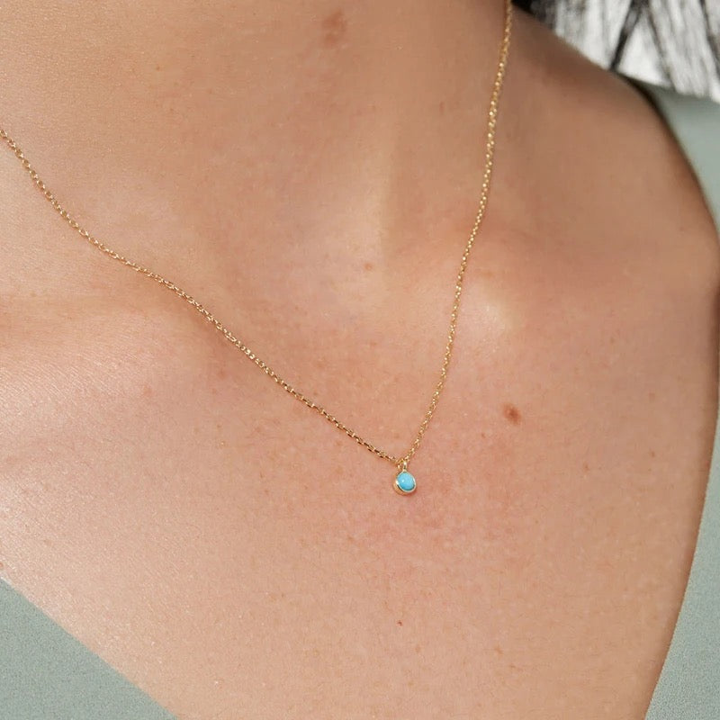 Turquoise 1 Stone Bezel Dangle Necklace