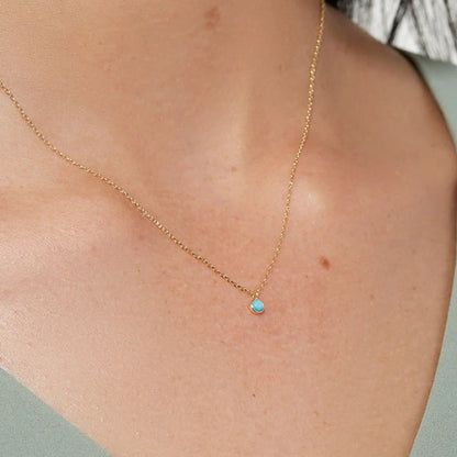 Turquoise 1 Stone Bezel Dangle Necklace